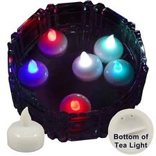 6 Flameless Floating LED tealight Candle Battery operated Multi-color tea lights