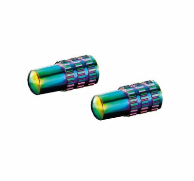 Token, Ventilkappen Alu, 1 Paar, für SV Ventil, 1g, oil slick rainbow