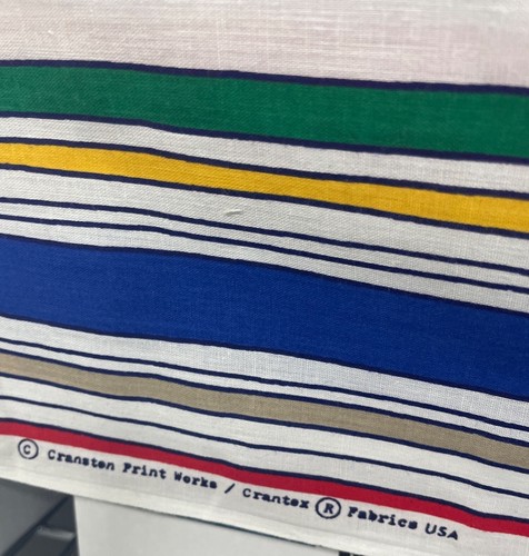 Vintage Cranston Crantex USA Multi-Color Striped Cotton Fabric 44" x 104" - Picture 4 of 4