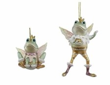 Kurt Adler TD1713 Crown Prince  Princess Frogs S/2 Hanging Ornament