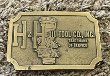 Vintage 1970  s H  H Oil Tool Drilling Brass Buckle, 3"