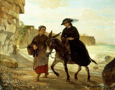 Henry Bacon ''Tourist and the Fisherwoman'' horse Black Artwork PAPER or CANVAS