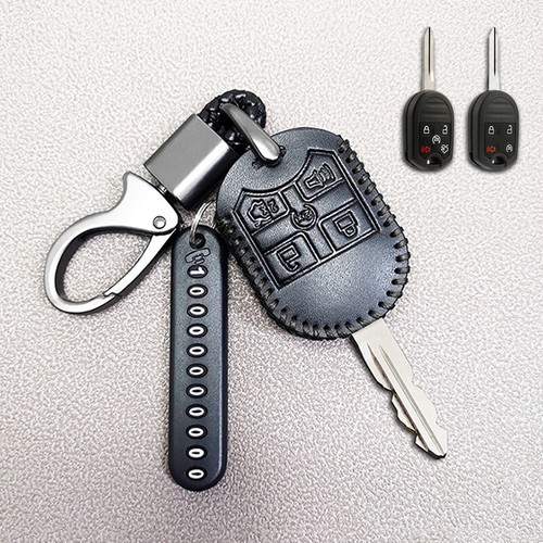 Leather Car Key Fob Cover For Ford F150 F250 F350 Mustang Fusion Taurus Lincoln - Picture 3 of 10