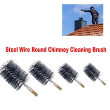 Steel Wire Round Chimney Flue Cleaning Brush Brush Rods Sweep Fireplace 1Pcs
