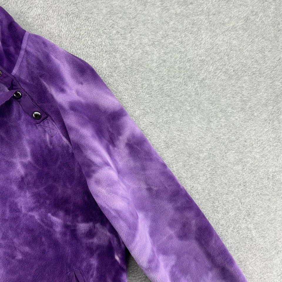 Sudadera con capucha Green Tea para mujer talla mediana púrpura remolino tie dye polar T pulóver a presión Foto 3 de 4