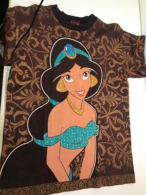 VINTAGE 90S DISNEY ALL OVER PRINT SHIRT DISNEY JASMINE ALADDIN 