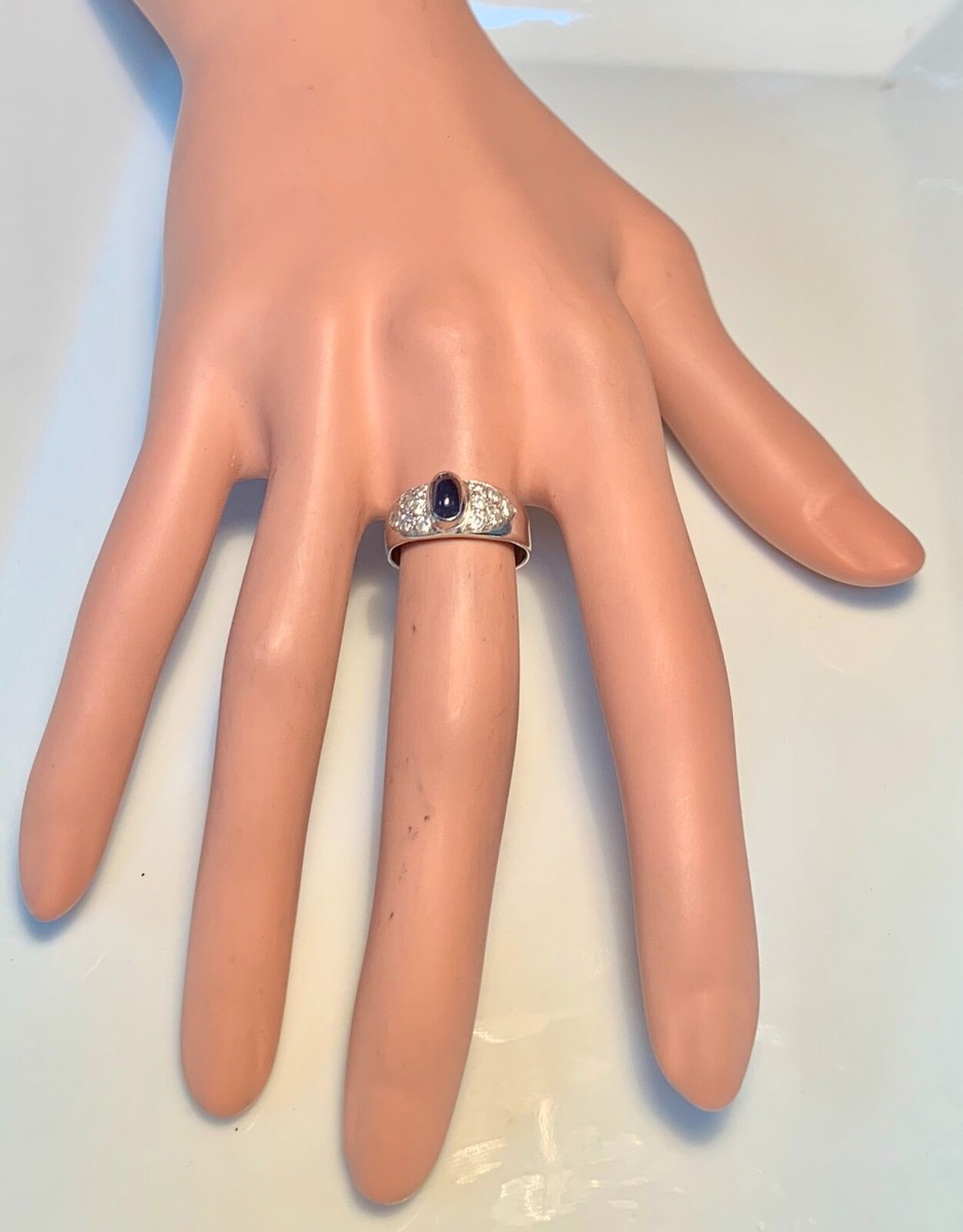 Bague Or 18 Carats Avec Saphir Cabochon Et Diamants - Taille 52, 3.95g, Occasion Très Bon état