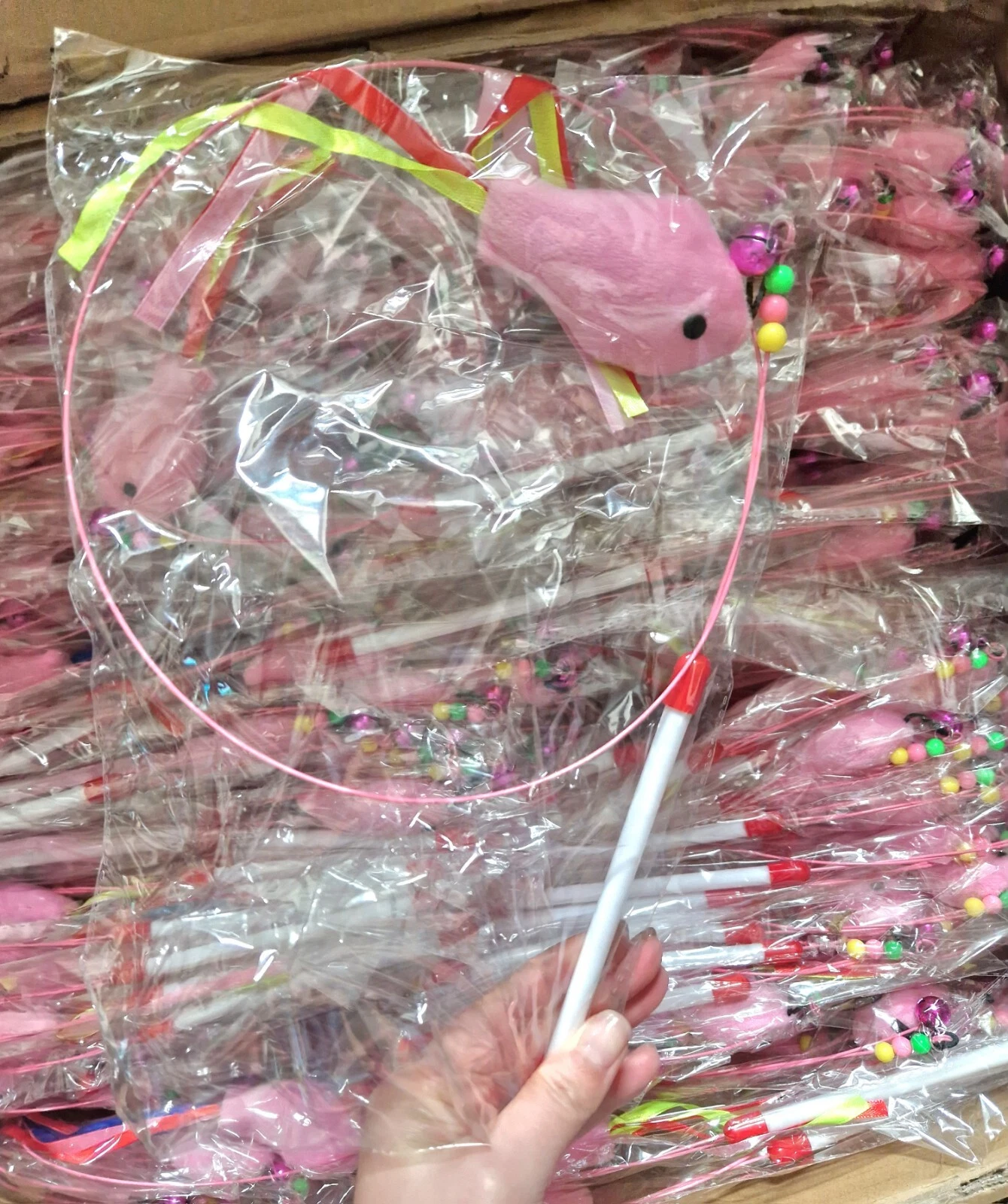 50Pcs Cat Wire Wand With Fish Attachment & Jingle bell Teasers BARGAIN