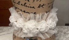 Alfred Angelo Wedding Sash Rear Tie Ivory/white Flowers No Hardware