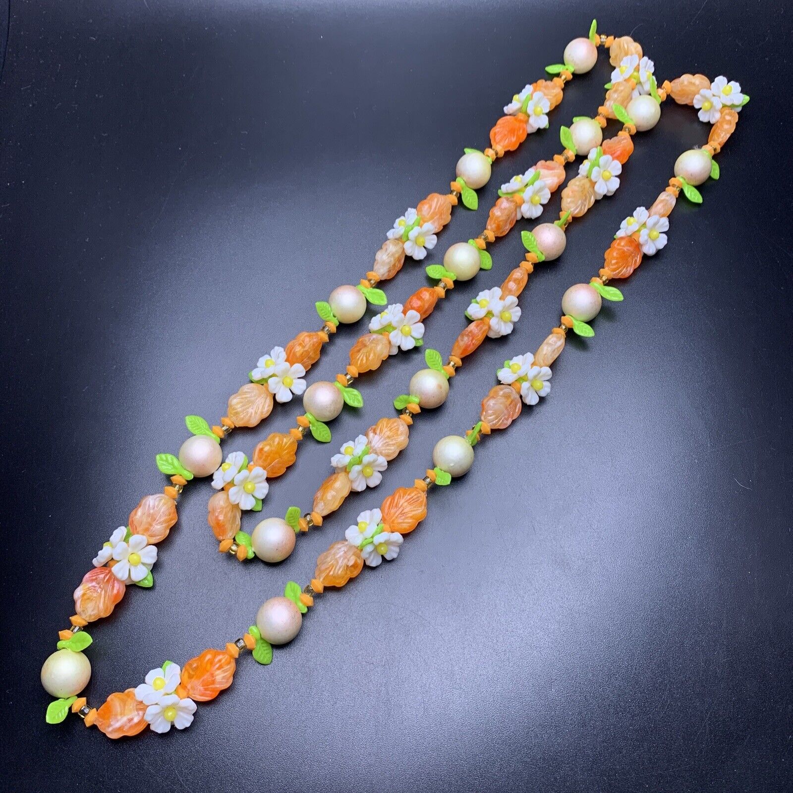 Long Plastic Flower Necklace Beaded Daisy Floral … - image 8