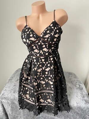 Fairy Vtg Y2k Lace M 11 Mini Slip Dress Black Nude Floral Whimsygoth Baddie Chic
