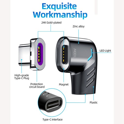 Magnetic USB C Adapter to USB Type C 100W Fast Charging Unviersal Converter - Picture 7 of 13