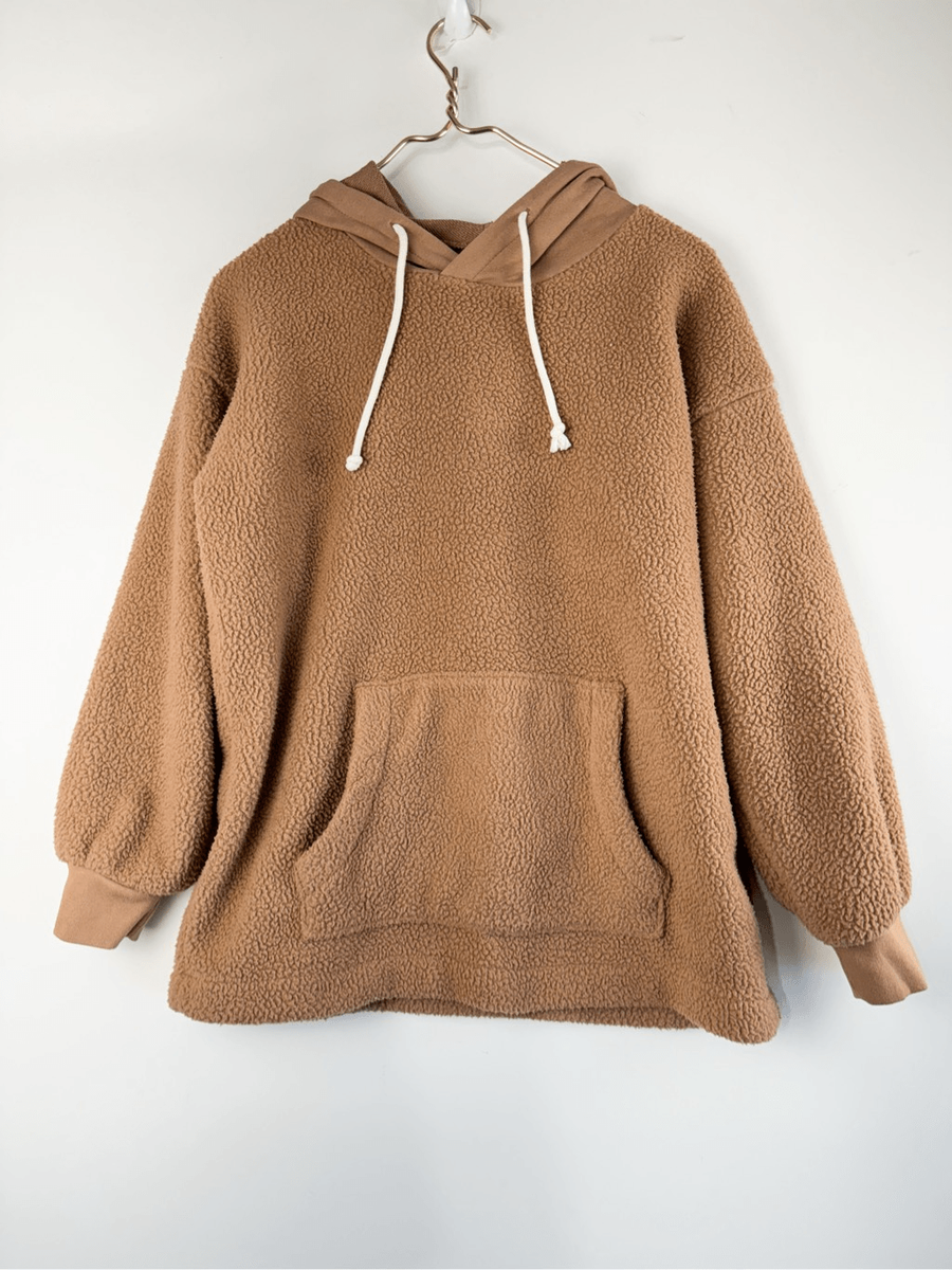 Madewell Women's Tan Resourced Fleece Bubble-Sleeve Hoodie Sweatshirt Size XS Madewell Women's Tan Resourced Fleece Bubble-Sleeve Hoodie Sweatshirt Size XS