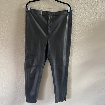 ZARA WOMAN FAUX LEATHER Pants XXL Black HIGH-WAISTED
