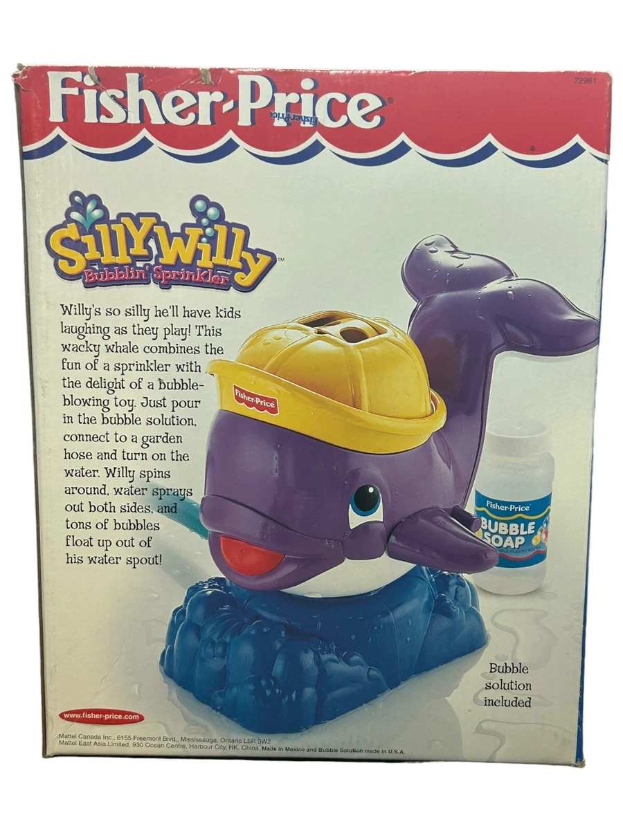 Vintage Fisher Price Silly Willy Bubblin Whale Sprinkler w Box