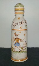 BOUTEILLE "Gnole" porcelaine de MOUSTIERS 50cl Signé