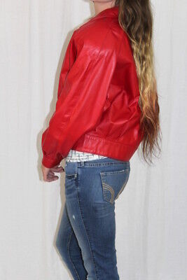 Vintage 80s Chic RED Leather Oversized Short Retro Bomber Vintage 80s Chic RED Leather Oversized Short Retro Bomber
