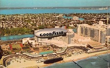 Miami Beach FL Florida Goodyear Zeppelin Fontainebleau Hotel Vtg Postcard D29