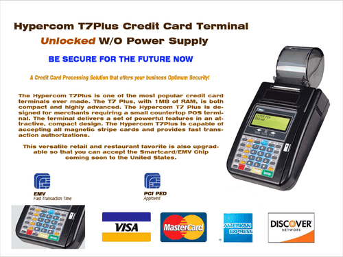 Hypercom T7Plus Credit Card Machine w/o Power Supply *UNLOCKED*  - Picture 2 of 2