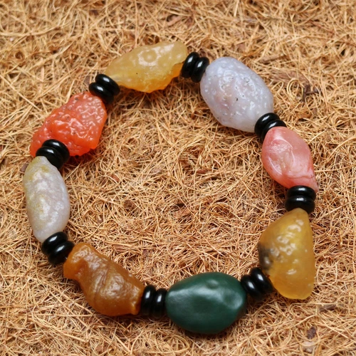 Rare Beautiful Natural Agate Desert Stones Chinese gobi Prayer Bracelet 14*25MM - Picture 2 of 5