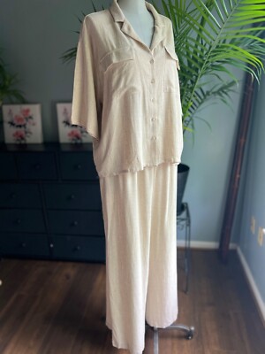 NWT Fashion Nova Roslyn Linen Pants 2-Piece Matching Set Size 1X