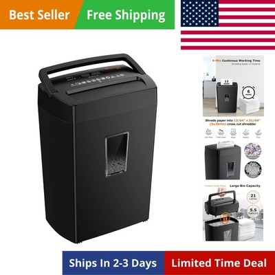 12-Sheet Cross Cut Paper Shredder, 5.5 Gal Home Office Heavy Duty Shredder fo...