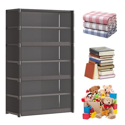 7 Tier Shoe Rack Organizer with Lid Storage Containers Bin for Bags  (Black) USA