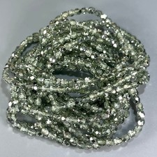 Sea Foam Silver Metallic Pearl Czech FP Round Faceted Glass Beads 4mm 120pc J611