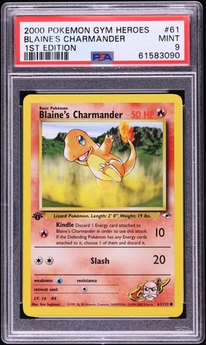 Blaine's Charmander (1st Edition) graded PSA 9 for sale on eBay