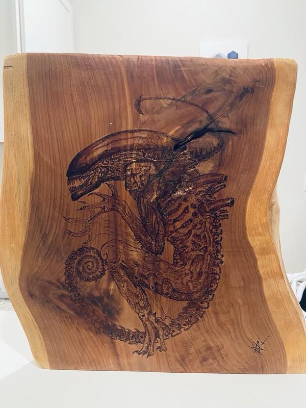 Alien fans!! Custom Xenomorph Burnt Wall Art Plaque 10” X 10”Sci-fi