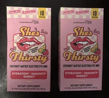 2 X Legendairy Milk She's Thirsty Coconut Water Electrolyte Mix Strawberry 18X2