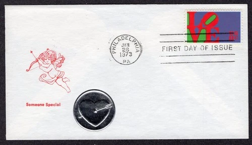 1973 Robert Indiana's LOVE Stamp (Scott 1475) - Medallion FDC TE343