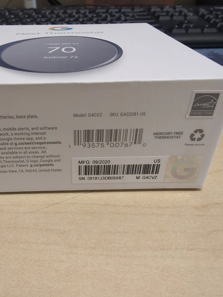 Google Nest Thermostat Model: G4CVZ - Image 2 of 4