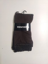 Nouvella -footless tights- brown - nylon - Made in USA **N24**