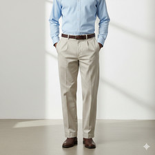 NWOT CHAPS Men Chino Pant 42x30 4-Pocket 100% Cotton Durable Preppy Ivory Relax