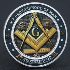 Masonic Brotherhood Of Men. FreeMasons Faith Hope Chairty Unique Coin. Beautiful