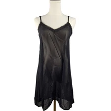 NEW POL Small Black Sheer Slip or Dress with Lace Trim & Adjustable Straps