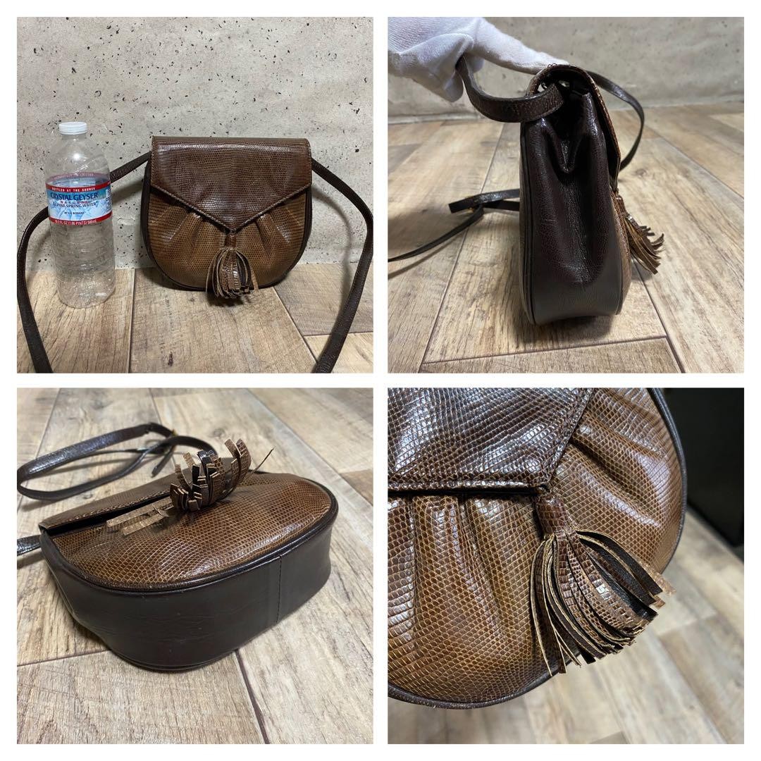 Mini borsa a tracolla Yves Saint Laurent in pelle di lucertola marrone vintage YSL elegante