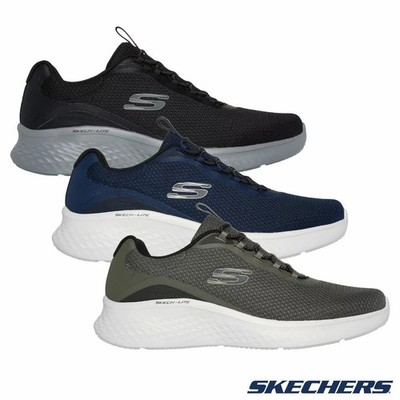 SKECHERS SNEAKER Herren Schwarz & Navy Lite Pro Sketchers MEMORY FOAM Wanderschuhe