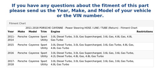 2011-2018 PORSCHE CAYENNE - Power Steering HOSE / LINE / TUBE (Return) - Picture 5 of 5