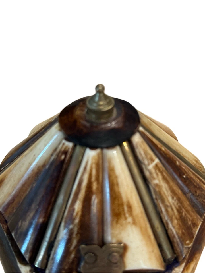 Vintage Camel Bone Jewelry Trinket Box with Brass Clasps Hinges Detail Small - Image 2 of 4