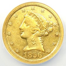 1856-D Liberty Gold Half Eagle $5 - NGC AU Details (NCS) - Rare Dahlonega Coin!