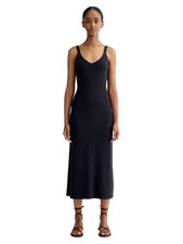 Everlane The Fine Knit Cami Dress Midi Black Ribbed Sleeveless Size S EUC