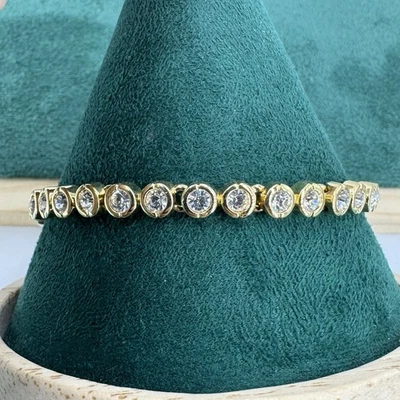 Swarovski tennis bracelet gold plated clear crystal 7'' /8'' - Image 1 of 4