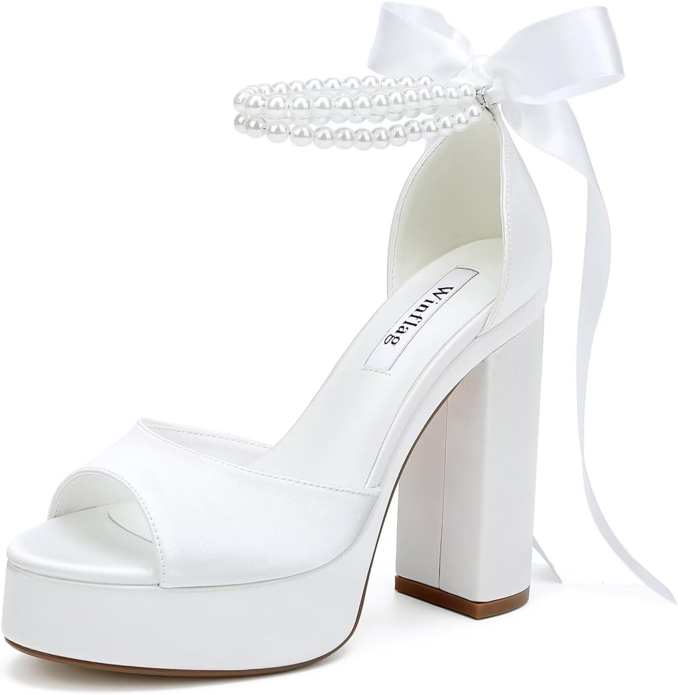 High Heel Platform Bridal Shoes Pearl Heels Wedding for Bride Platform...