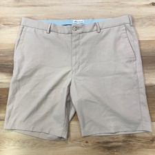 Peter Millar Golf Shorts 38 Crown Salem Performance Khaki Flat Front Tan Beige