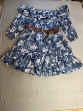 Michael Kors New with Tags Mini Floral Blue Chambray Large Dress. NWT