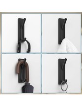 Heavy Duty Adhesive New Wall Hooks Stainless Steel Waterproof  Black 8 Pack