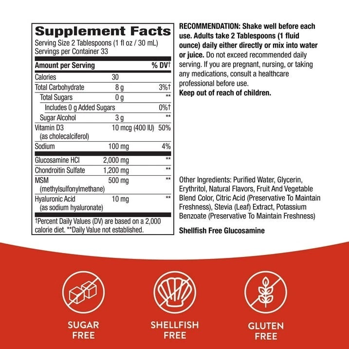 Paquete de 2 -Nature's Way Movimiento Articular Glucosamina Líquido Extra Fuerte 33.8 fl. oz. Foto 3 de 4