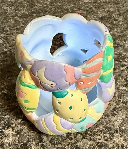 ABC Distributing Vintage Ceramic Easter Egg Tea Light Candle Holder w/ Light
